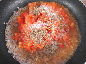 Sautéing of onion and garlic